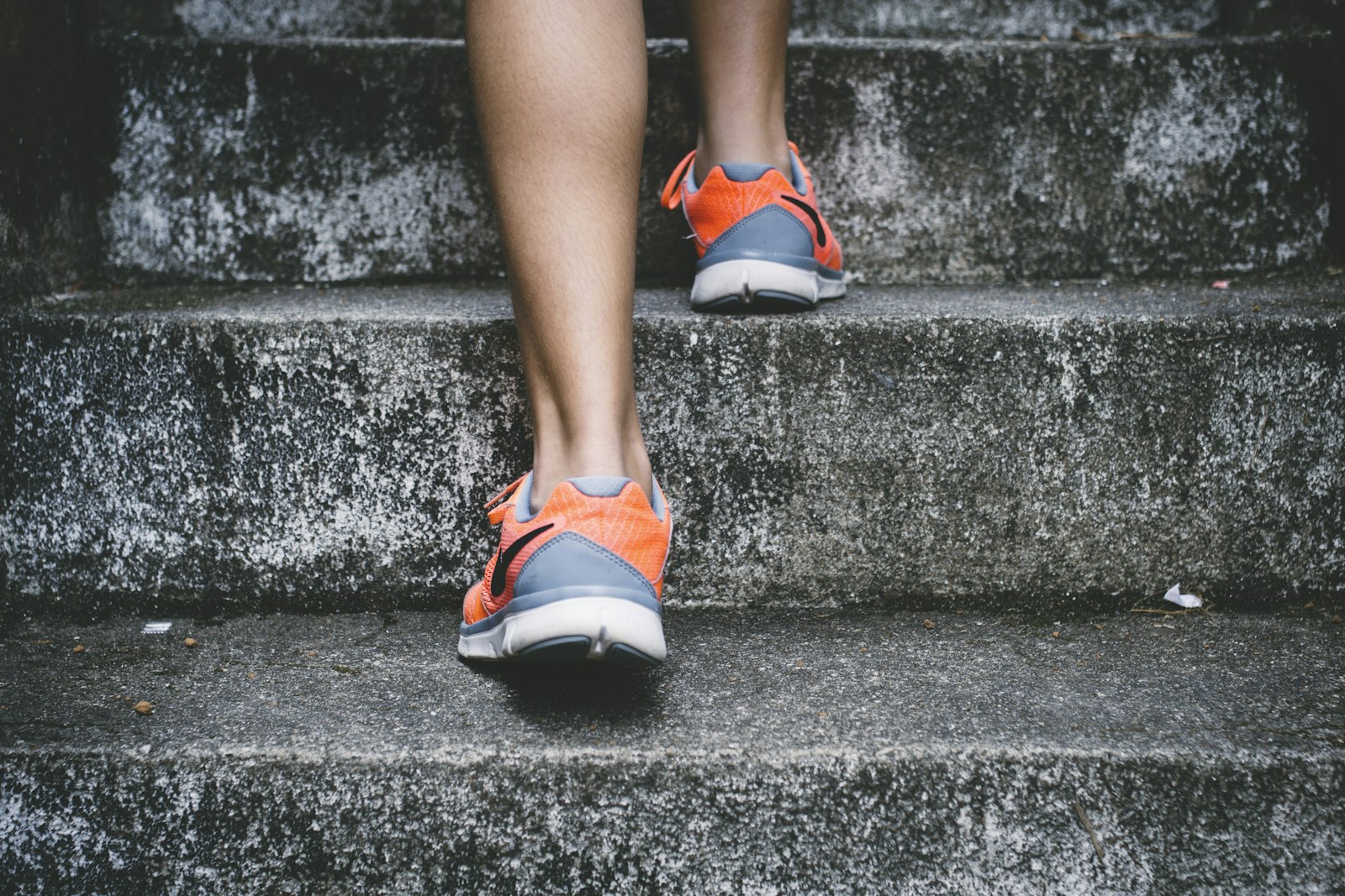 Walking outdoors on stairs